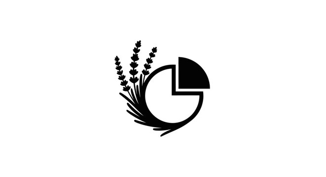 Lavender and pie chart black silhouette logo design.