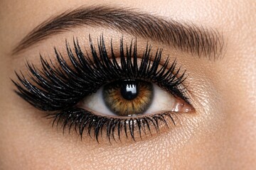 Naklejka premium Close-up shot of a woman's eye featuring long eyelashes