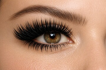 Fototapeta premium Close-up shot of a woman's eye featuring long eyelashes, ideal for beauty or cosmetic products advertising