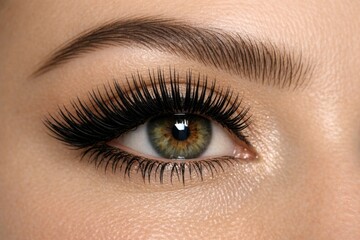 Naklejka premium Close-up shot of a woman's eye with long eyelashes, suitable for beauty or fashion uses