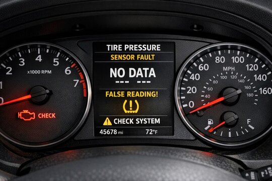 Close-up view of a dashboard clock showing time and possibly additional features