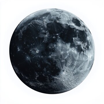 detailed close-up of the moon's cratered surface in cool blue tones, a serene and mysterious celestial view
