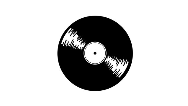  Music record symbol, black vector isolated silhouette