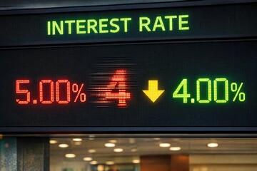 Obraz premium Electronic display showing interest rate and percentage details