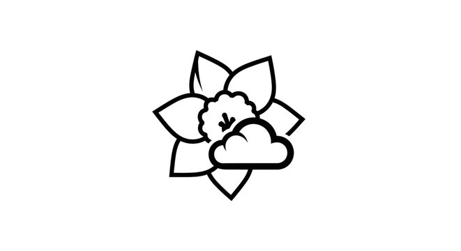 Minimalist daffodil flower with cloud icon design.