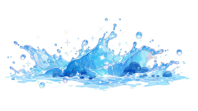 飛び散る水の瞬間を表現した透過イラスト素材、スプラッシュ、飛沫、水滴、液体、波紋、しずく、着水、衝撃、水面、流体、背景なし、切り抜き、PNG、合成素材、動画編集、ゲーム演出、広告、バナー、ポスター、サムネイル、配信、飲み物、洗浄、自然、海、爽快感、清潔感、装飾、リアル、魔法、水属性、ファンタジー、必殺技、エフェクト、商用利用、ストック素材、高品質、デザイン制作、映像用、印刷物、資料作成用、店舗装飾