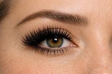 Naklejka premium Close-up shot of a woman's eye with long, luscious lashes, perfect for beauty or fashion themes