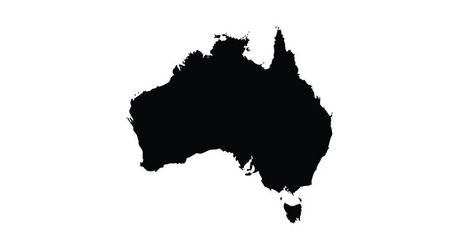 Australia Silhouette Against White Background Continental Landmass Shape