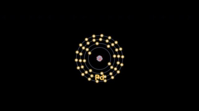 Palladium Pd Bohr Atom Model Clean No Text Overlay Alpha Channel 4K
