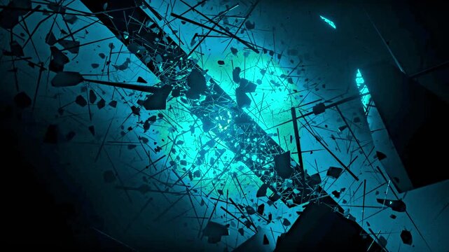Void Debris Tunnel Cyan Sci-Fi Seamless VJ Loop Background