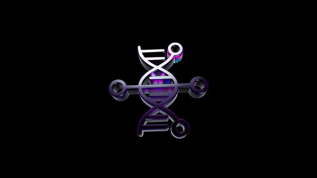 Shiny 3d dna strand symbol with glowing neon colors on a dark background 3D Icon