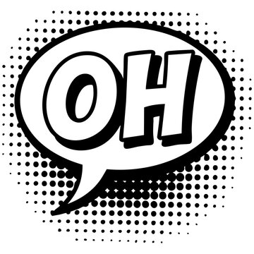 Dynamic Comic OH Text Bubble With Thick Outline and Circular Halftone Dot Background Isolated on a Transparent or White Background