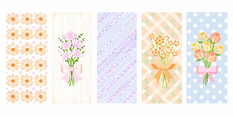 Floral Ornament Cards With Bouquets And Pastel Backgrounds © Hridoy