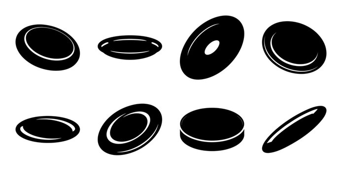 Black donut and bagel flat design icons - Minimalist black flat icons showing various donuts and bagels in simple line art style for food and baking projects.