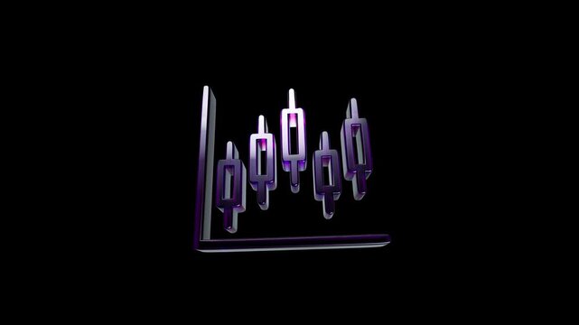 3d metallic candlestick chart icon representing financial market trading growth and stock analysis 3D Icon