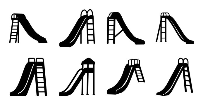Flat design shoes on ladders illustration - Minimalist flat design illustration showing various shoes placed on small ladders, perfect for fashion or retail stock graphics.