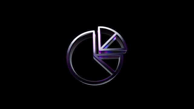 Metallic 3d pie chart icon on a dark background 3D Icon