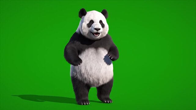 Panda Dancing on Green Screen Funny Animal Animation 4K
