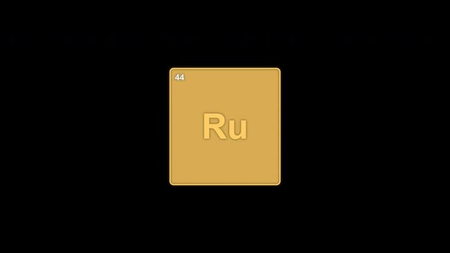 Ruthenium Ru Periodic Table Element Tile Clean No Text Overlay Alpha Channel 4K