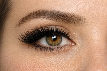 Fototapeta premium A close-up shot of a woman's eye with long, luscious lashes