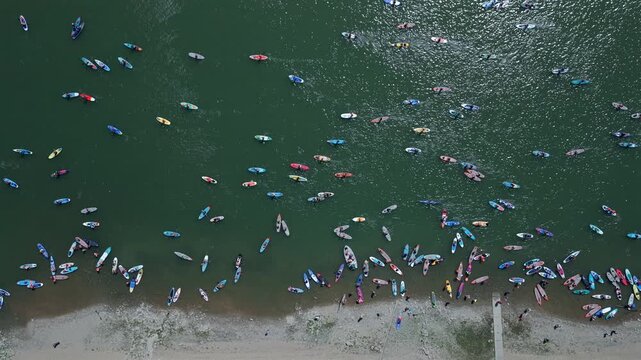 Budapest Romai Part, the scenic starting point of the Budapest SUP Festival, where hundreds of paddlers launch their Danube adventure
