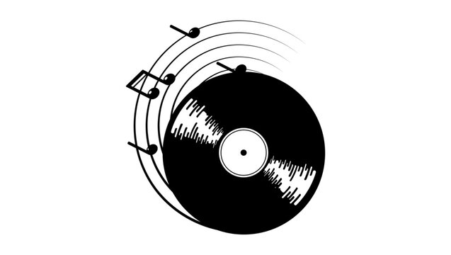 notes from Music record , black vector isolated silhouette