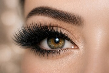Naklejka premium A detailed view of a woman's eye with long eyelashes, suitable for portraits or beauty shots