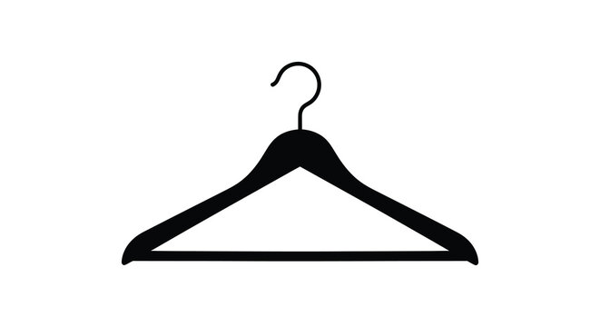 Black coat hanger silhouette on a white background
