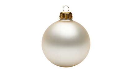 Fototapeta premium Isolated white Christmas ornament with golden cap and hook, classic festive holiday decoration
