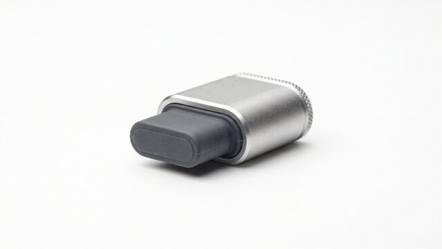 Compact USB-C OTG Adapter with Aluminum Finish Isolated on White