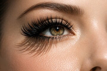 Naklejka premium Close-up shot of a woman's eye with long eyelashes, ideal for beauty or makeup related uses