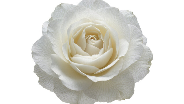 Isolated beautiful fresh delicate white rose bloom, elegant romantic flower close-up view