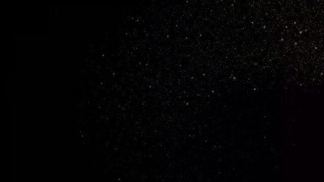 Glittering golden stars line glowing sparkle trail animation, golden shining stars and dust particles star sparkle vector doodles, golden glitter line transition on black screen background, 4k loop