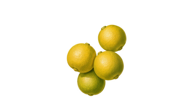Isolated vibrant yellow and green lemons with rough textured skin, fresh citrus fruit