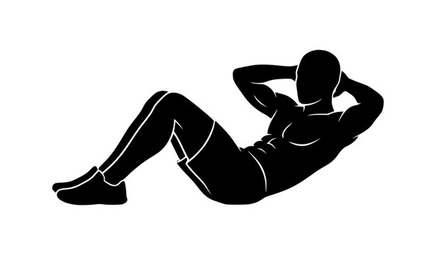 Abdominal Sit-Up Fitness Silhouette Vector Illustration