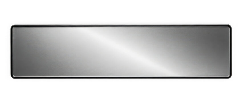 A shiny silver metal plate on a transparent background