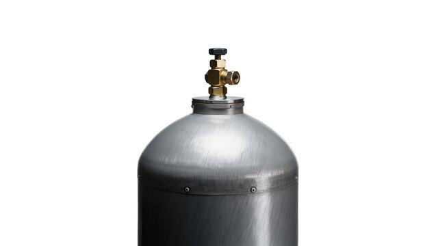 Isolated metallic gas cylinder with brass valve for industrial use or home brewing