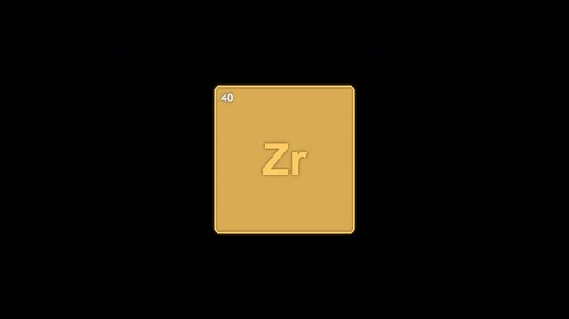 Zirconium Zr Periodic Table Element Tile Clean No Text Overlay Alpha Channel 4K