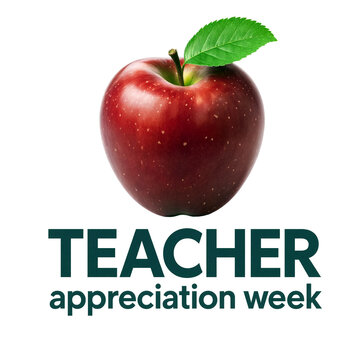 Bright red apple with green leaf celebrating teacher appreciation week in creative design