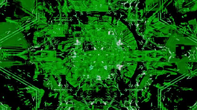 Green Cyber Glitch Energy Core with Particles Seamless Loop 4K VJ Background

