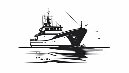 Fishing boat on the water surface. © jaja