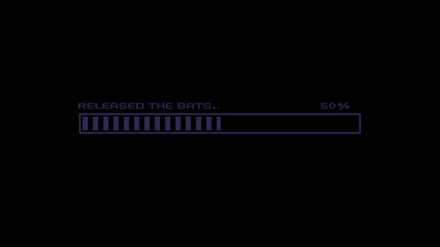 Retro pixel art released the bats loading bar animation Halloween bat swarm progress bar spooky horror game 8 bit gaming UI 4K motion graphics