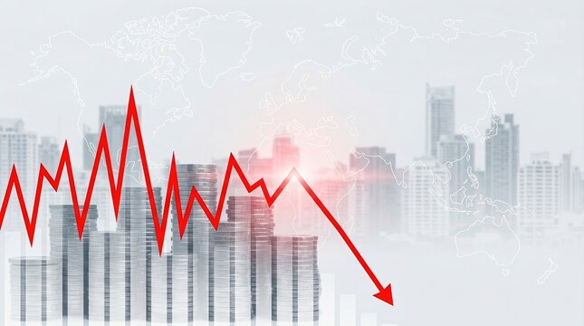 Stock market volatility, investment risk, financial market concept with trading chart and uncertain trend.