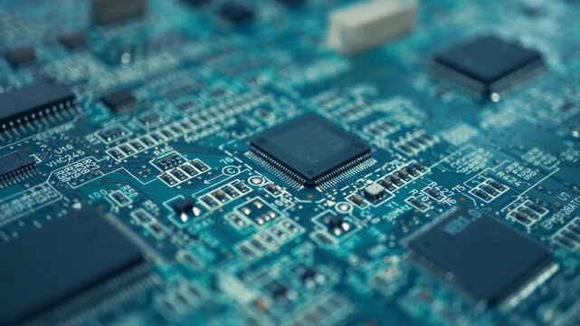 Circuit board macro shot. Electronic hardware tech. Digital innovation.