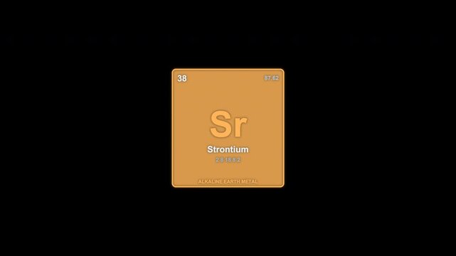 Strontium Sr Periodic Table Element Tile Animated Overlay Alpha Channel 4K