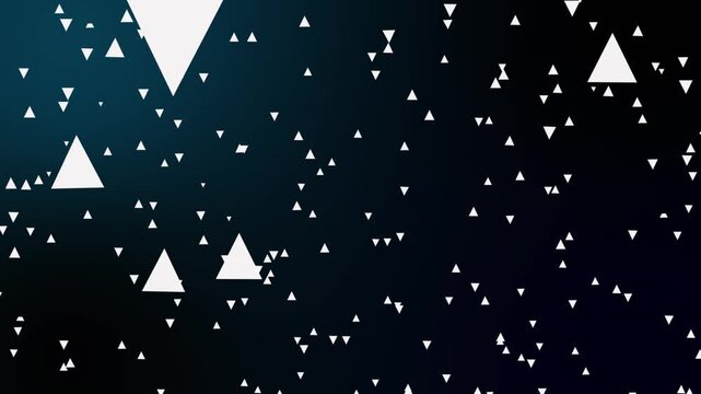 White triangle particles shattering away from a dark gradient background in a 4 K loop.