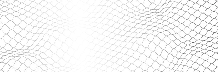 Fishing or soccer net. Repeated hexagon pattern. Black wired mesh texture isolated on white background. Metallic or fabric fence, cage or lattice structure. Vector graphic Illustration. © Fatih