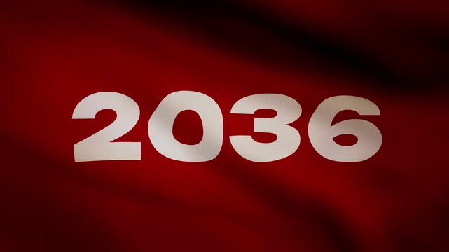 2036 Text with Flag Waving