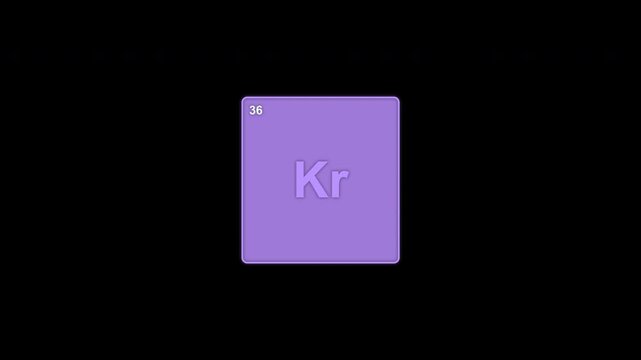 Krypton Kr Periodic Table Element Tile Clean No Text Overlay Alpha Channel 4K
