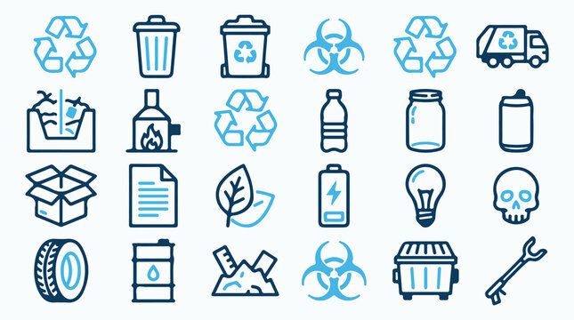 Environmental Protection and Waste Disposal Line Icons